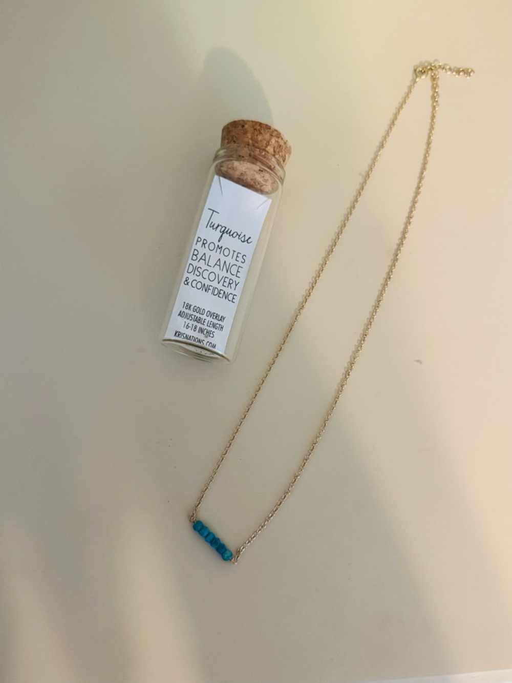 Delicate Gold Necklace with Turquoise Bead Bar